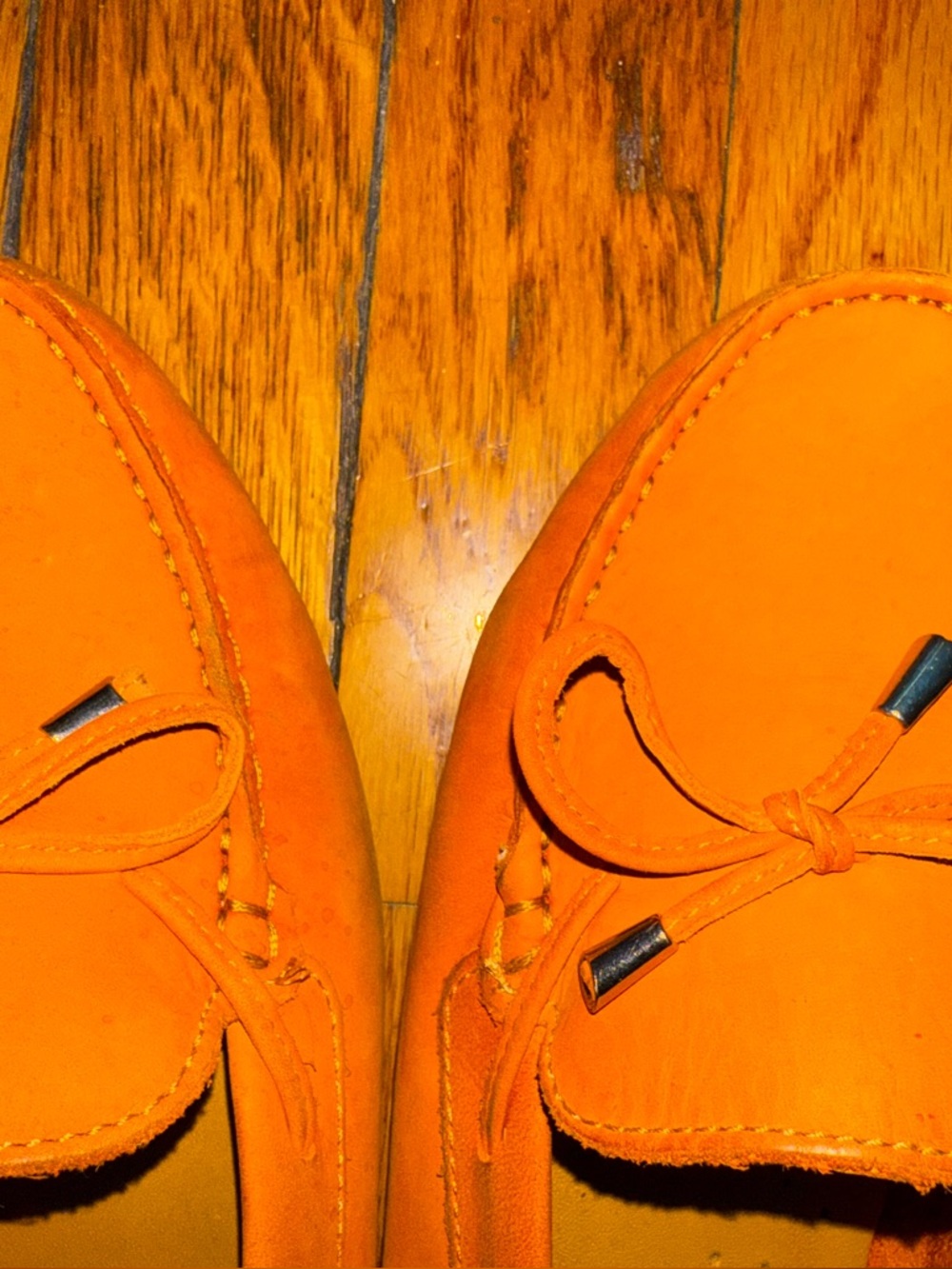 Mercanti Fiorentini Orange Suede Driving Loafers – Size 8.5B Flat Shoe - Picture 2 of 11